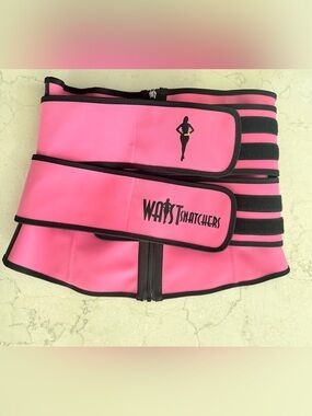 Waist Snatchers Double Band Pink Waist Trainer Corset with Black Trim